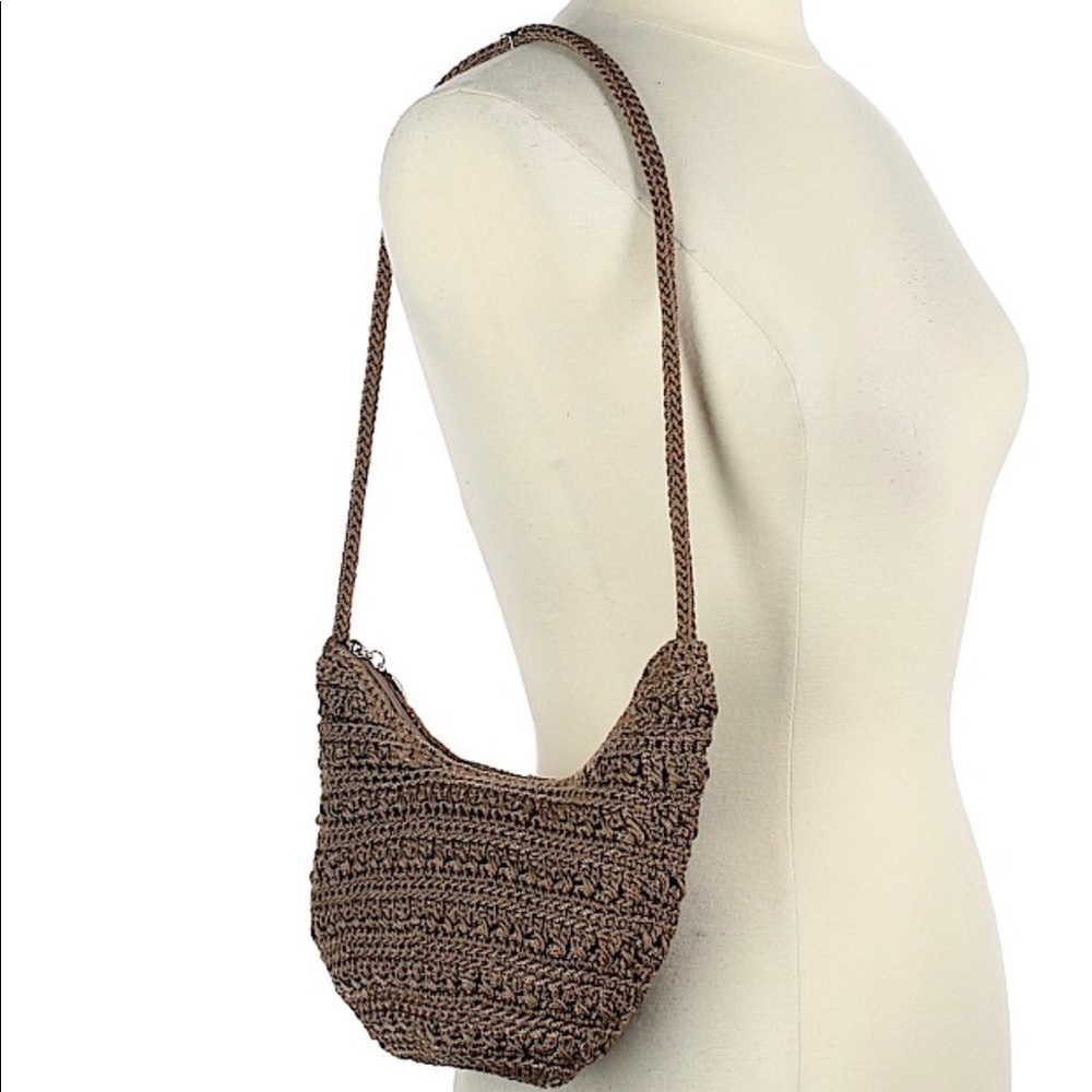 The Sak tan crocheted shoulder bag